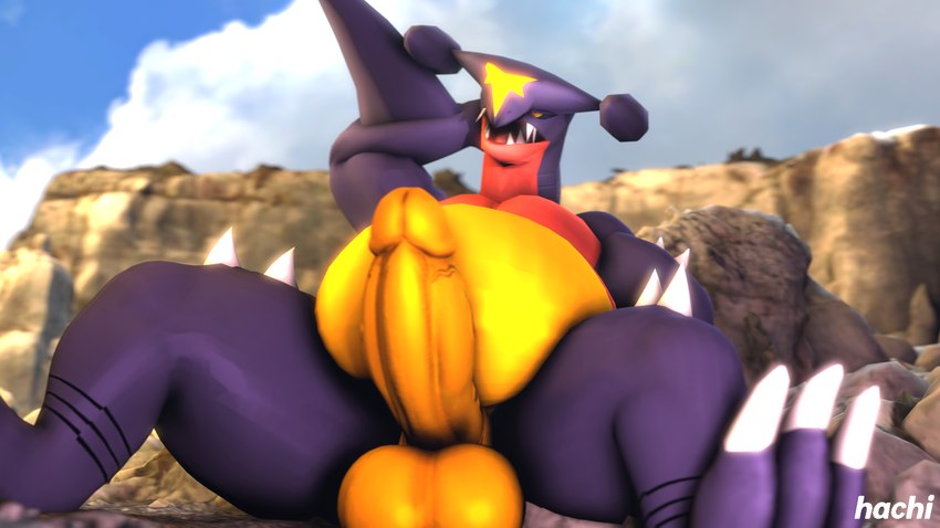 anthro balls belly big_balls big_penis black_sclera claws cloud genital_focus genitals hand_behind_head male multicolored_body open_mouth outside overweight overweight_anthro overweight_male penis penis_focus pokemorph presenting presenting_balls presenting_penis rock sitting solo spiked_arms spread_legs spreading teeth thick_thighs toe_claws tongue yellow_eyes hachi_doggo yoshua40sfm nintendo pokemon garchomp generation_4_pokemon pokemon_(species) 16:9 3d_(artwork) digital_media_(artwork) hi_res widescreen