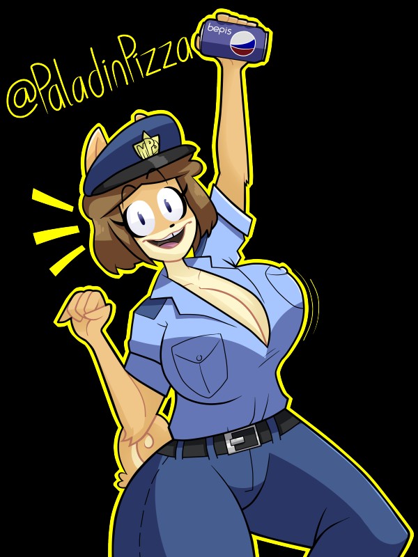 anthro belt big_breasts bottomwear breasts cleavage clothed clothing denim denim_bottomwear denim_clothing female holding_object huge_breasts jeans looking_at_viewer mature_anthro mature_female open_mouth pants police police_cap police_uniform raised_arm simple_background smile solo thick_thighs transparent_background uniform cyynapse bepis june_(jinu) canid canine canis domestic_dog mammal shiba_inu spitz 3:4 absurd_res alpha_channel hi_res portrait three-quarter_portrait