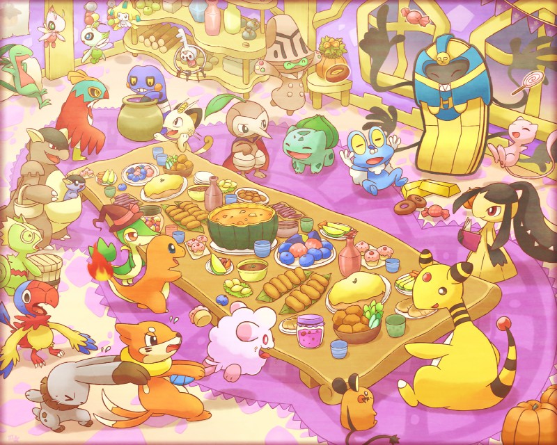communications officer dedenne, underground explorer bunnelby, dashing wanderer ampharos, aerial explorer archen, marine explorer buizel, and etc (pokemon mystery dungeon and etc) created by みつぼし