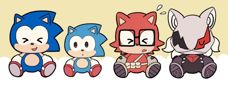 >_< anthro belt black_body black_eyes black_fur blue_body blue_fur chibi clothing eyes_closed eyewear footwear fur glasses gloves group handwear male mask red_body red_fur shoes sitting smile square_crossover white_body white_fur sikai classic_sonic_(universe) sega sonic_forces sonic_the_hedgehog_(series) classic_sonic custom_character_(sonic_forces) gadget_the_wolf infinite_(sonic) sonic_the_hedgehog canid canine canis eulipotyphlan hedgehog jackal mammal wolf