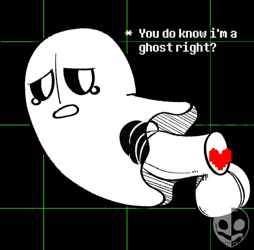 ambiguous_gender bodily_fluids duo erection genital_fluids genitals humor humor_porn male male/male not_furry open_mouth penetration penile penis sex simple_background text what white_body notsafeforwanking undertale undertale_(series) napstablook ghost human mammal monster spirit digital_media_(artwork) english_text hi_res