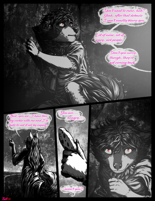 anthro black_hair black_nose brown_eyes clothed clothing detailed_background duo female hair male speech_bubble text young conditional_dnp ratte legacy_(ratte) cagim kumo_(ratte) faraden mammal new_faraden procyonid raccoon wraith 2018 comic digital_media_(artwork) english_text hi_res