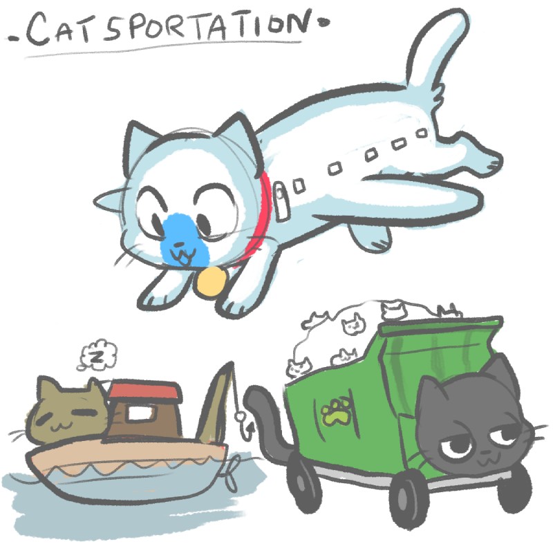 :3 aircraft airplane boat collar garbage_truck group heavy_truck humor pun simple_background sleeping text truck_(vehicle) vehicle water watercraft white_background mt animate_inanimate domestic_cat felid feline felis hybrid mammal 1:1 2016 digital_media_(artwork) english_text