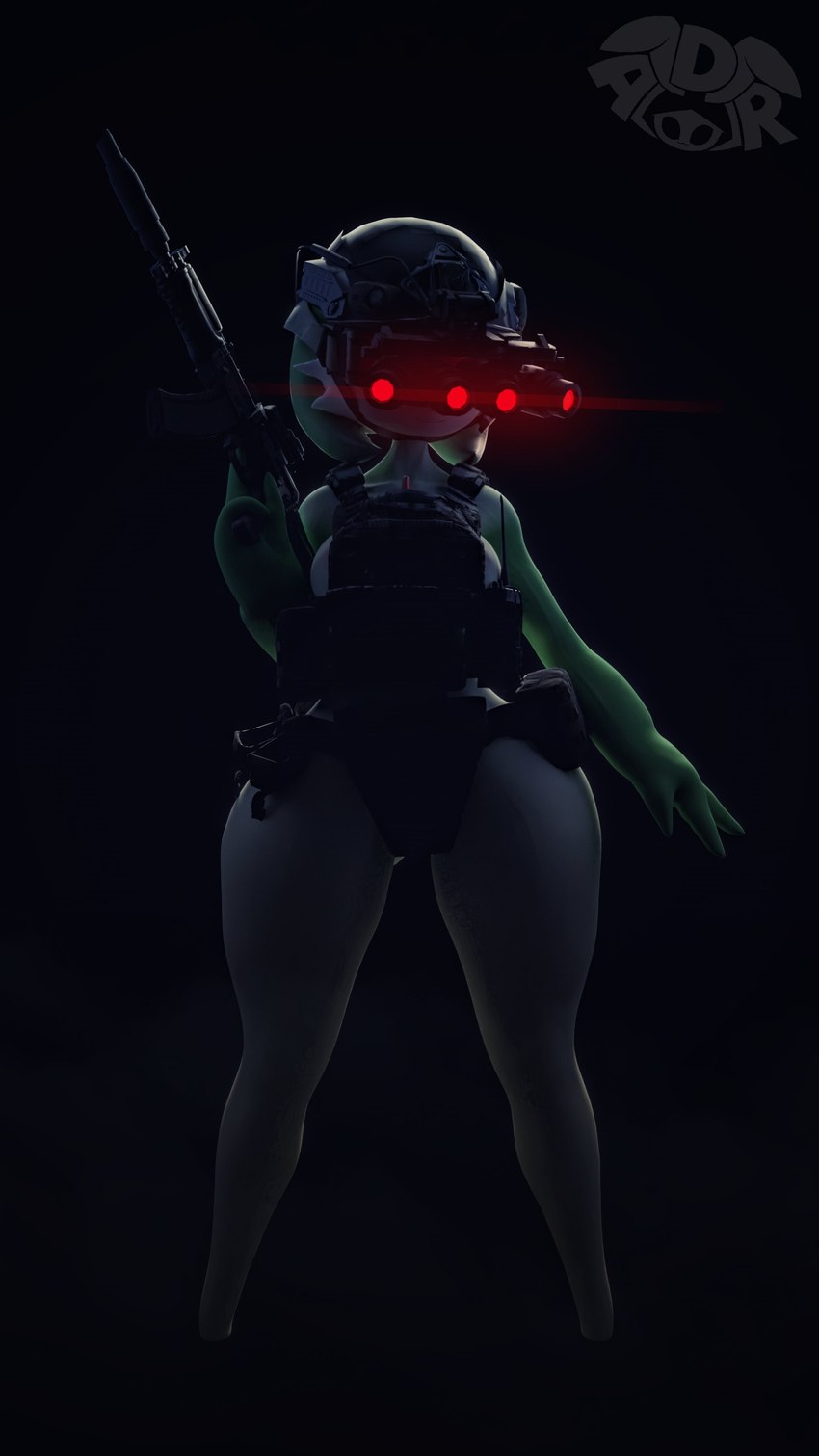 aks-74u armor bulletproof_vest female green_hair hair headgear helmet holding_object holding_weapon night_vision_goggles solo thick_thighs weapon white_body wide_hips adriandustred nintendo pokemon gardevoir generation_3_pokemon pokemon_(species) 3d_(artwork) 9:16 absurd_res digital_media_(artwork) hi_res