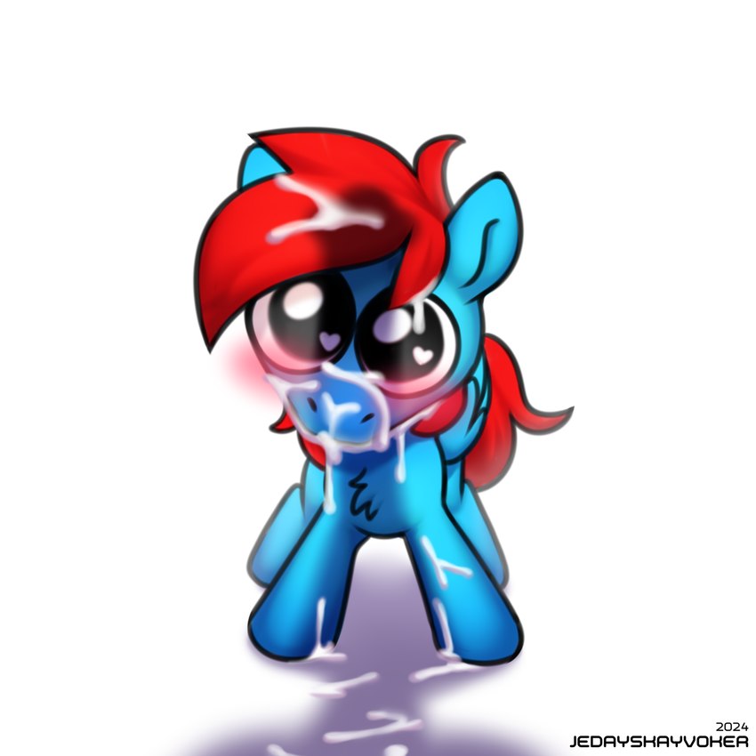 big_eyes blue_body blush bodily_fluids chest_tuft cum cum_on_face feral genital_fluids hair heart_eyes heart_symbol penis_shadow red_hair shadow simple_background tuft white_background wings jedayskayvoker autism_creature hasbro my_little_pony mythology fan_character kladro_(character) equid equine mammal mythological_creature mythological_equine pegasus 1:1 hi_res meme