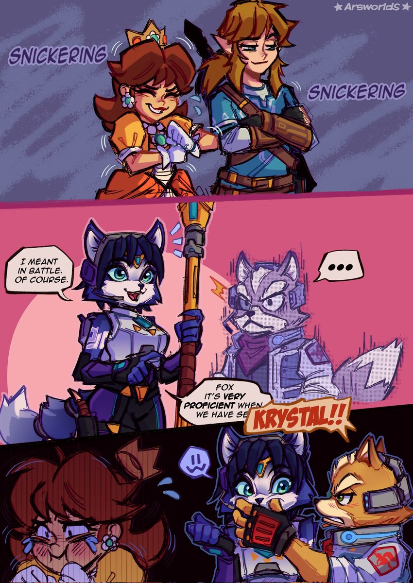 fox mccloud, krystal, link, and princess daisy (super smash bros. ultimate and etc) created by arsworlds