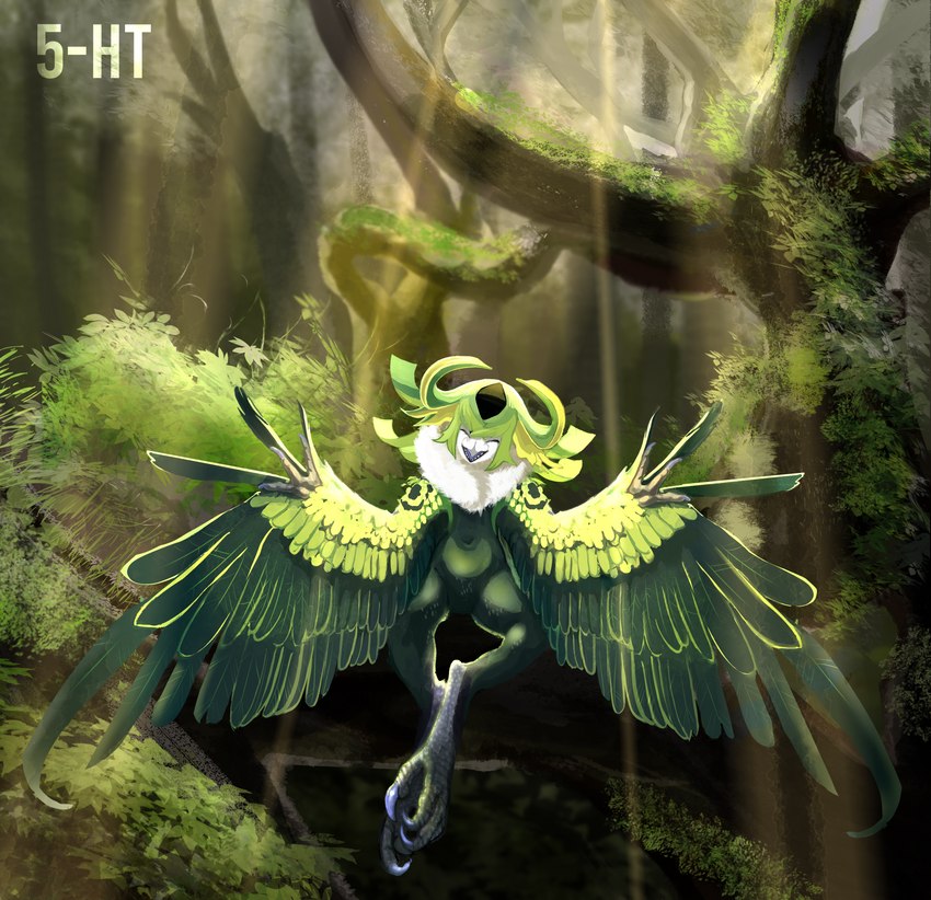 detailed_background featureless_crotch feet female forest fur green_body navel outside plant smile solo talons toes tree white_body white_fur wings artof5ht european_mythology greek_mythology mythology ira avian bird harpy mythological_avian mythological_creature hi_res