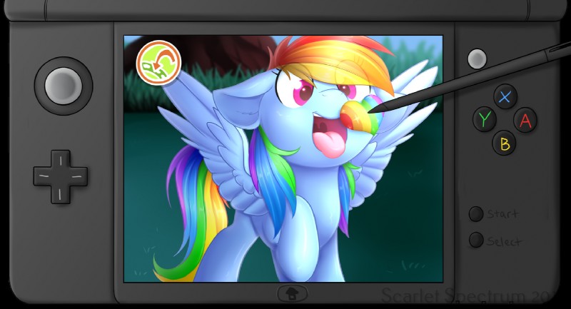 bean candy dessert eating electronics eyelashes feathered_wings feathers feeding female food game_console grass hair heart_symbol multicolored_hair open_mouth outside plant poke_bean purple_eyes rainbow rainbow_hair solo sparkles stripes stylus teeth tongue tongue_out tree wings scarlet-spectrum friendship_is_magic hasbro my_little_pony mythology nintendo nintendo_3ds nintendo_ds_family pokemon pokemon_refresh rainbow_dash_(mlp) equid equine mammal mythological_creature mythological_equine pegasus 2018 alpha_channel crossover full-length_portrait portrait watermark