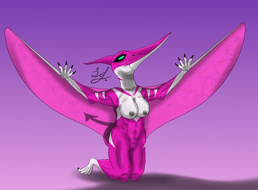 anthro beak big_butt blue_eyes butt clitoris female genitals huge_butt kneeling markings navel pink_body pink_wings pussy solo translucent translucent_wings white_markings wings lindwormduality power_rangers pink_ranger humanoid prehistoric_species pteranodon pteranodontid pterosaur reptile scalie hi_res