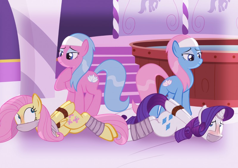 aloe, fluttershy, lotus, and rarity (friendship is magic and etc) created by radiantrealm