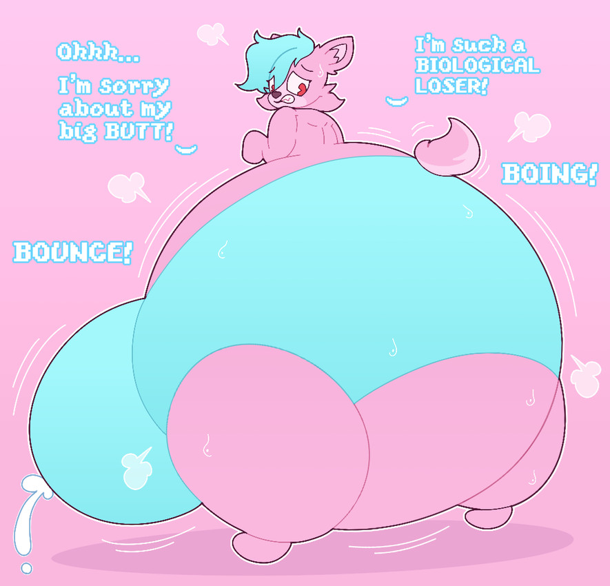 anthro apologetic apologizing_to_viewer big_bulge big_butt blue_bottomwear blue_clothing blue_shorts bodily_fluids boing bottomwear bounce bouncing_bulge bouncing_butt bulge butt clothed clothing cum ejaculation embarrassed fur genital_fluids genitals hair huge_bulge huge_butt humiliation hyper hyper_bulge hyper_butt hyper_pear looking_at_own_butt looking_at_viewer looking_back_at_self male monobutt motion_lines nervous nervous_sweat onomatopoeia rear_view self_deprecation shaking shorts simple_background solo sound_effects sweat tail talking_to_viewer text thick_thighs wide_hips dogslickingsoda ash_(dogslickingsoda) canid canine canis mammal wolf
