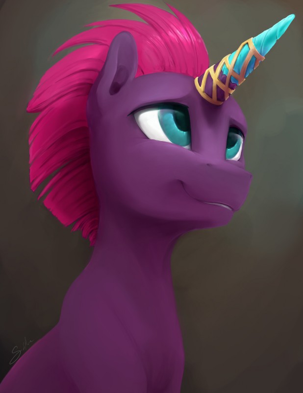 blue_eyes female feral horn sitting smile solo silfoe friendship_is_magic hasbro my_little_pony my_little_pony:_the_movie_(2017) mythology tempest_shadow_(mlp) equid equine mammal mythological_creature mythological_equine unicorn 2018 digital_media_(artwork) hi_res