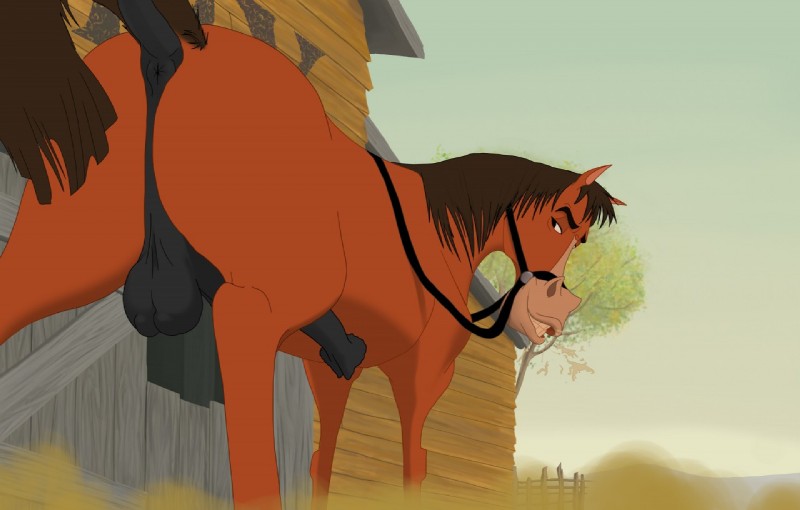 anatomically_correct animal_genitalia animal_penis anus backsack balls bridle butt epididymis equine_genitalia equine_penis erection feral flared_penis genitals lemon_testicles looking_back low-angle_view male on_model outside penis perspective plant reins solo teeth tree vein zica disney home_on_the_range buck_(hotr) equid equine horse mammal