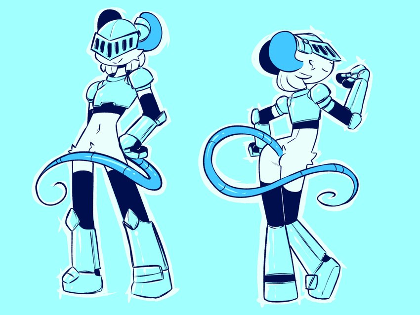 anthro armor bottomless butt clothed clothing convenient_censorship femboy fur hair male navel smile solo tail_covering_crotch unconvincing_armor white_body white_fur white_hair whygena reggie_(whygena) mammal murid murine rat rodent 2024 4:3 blue_and_white hi_res monochrome