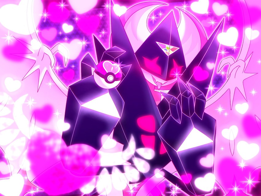 abstract_background ambiguous_gender fangs heart_symbol holding_object holding_weapon looking_at_viewer love_ball pink_eyes pokeball purple_body solo sparkles teeth tongue tongue_out weapon wings prizma730 nintendo pokemon dawn_wings_necrozma generation_7_pokemon humanoid legendary_pokemon necrozma pokemon_(species) shiny_pokemon 2024 4:3 hi_res