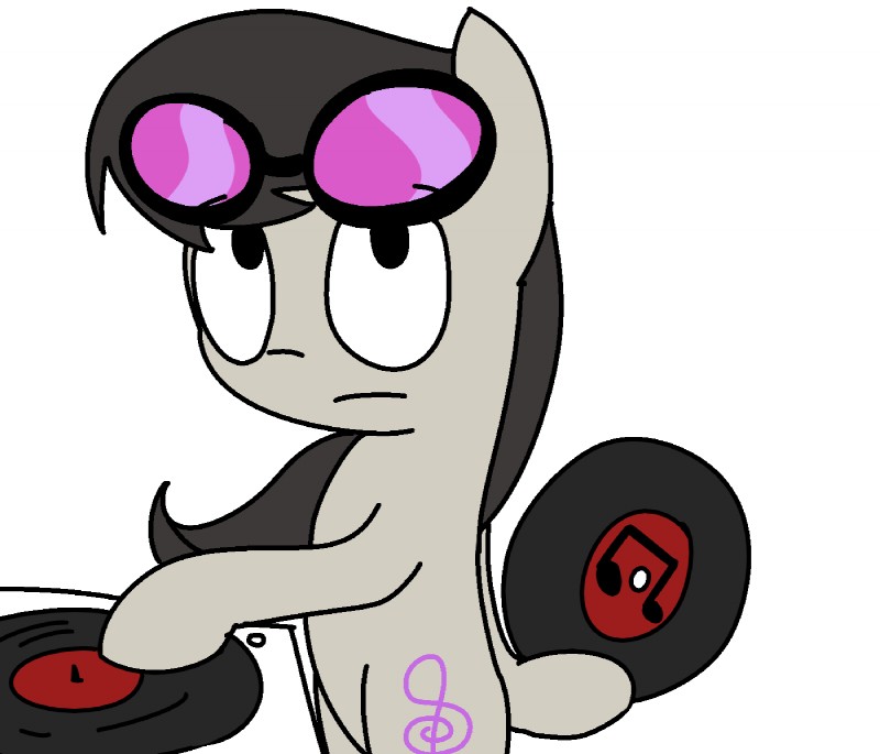 ambiguous_gender black_hair cutie_mark disc disc_jockey disco eyewear feral glasses hair simple_background solo white_background mastgrr friendship_is_magic hasbro my_little_pony octavia_(mlp) earth_pony equid equine horse mammal pony hi_res