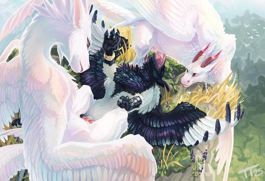 anthro beak beak_fetish beak_play beak_sex beakjob claws cliff feathers fellatio female female_on_top flower fur grass group group_sex horn male male/female male/male male_on_back male_on_bottom multicolored_body multicolored_feathers on_bottom on_top oral orgy peckishbeak penile percy_(peckishbeak) plant red_claws red_horn sex spitroast spread_wings threesome tree trio white_body white_feathers white_fur white_wings wings xijja_(admiral-sabree) admiral-sabree twistedtabby european_mythology mythology rajjia_(admiral-sabree) avian canid canine dragon fox gryphon mammal mythological_avian mythological_creature mythological_scalie scalie western_dragon wyvern hi_res