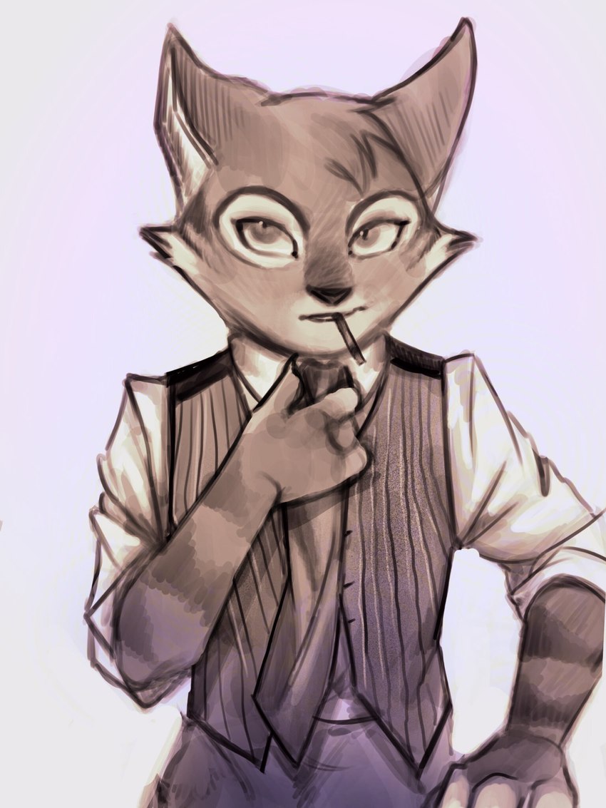 4_fingers anthro bottomwear cheek_tuft clothed clothed_anthro clothed_male clothing collared_shirt facial_tuft fingers fully_clothed fully_clothed_anthro fully_clothed_male fur head_tuft male male_anthro necktie pants pattern_clothing pattern_topwear pattern_vest shirt simple_background solo striped_clothing striped_topwear striped_vest stripes topwear tuft vest 666calistaxx_(artist) lackadaisy sy_(lackadaisy) domestic_cat felid feline felis mammal 2023 digital_drawing_(artwork) digital_media_(artwork) hi_res monochrome