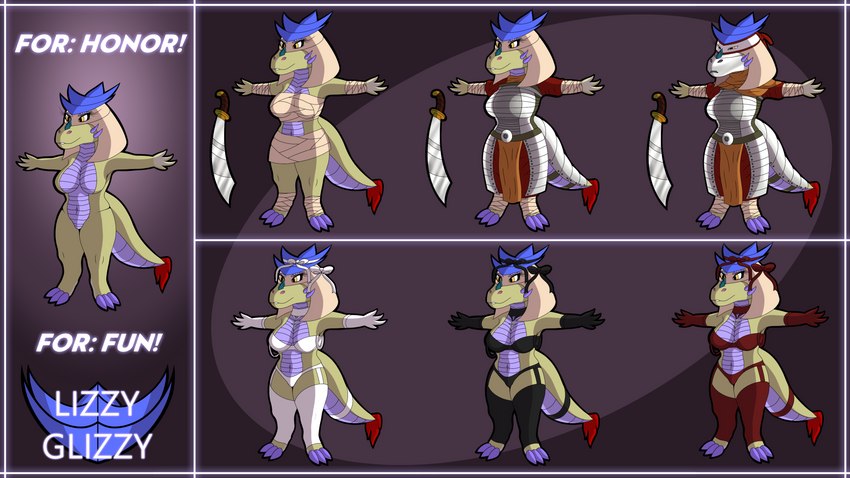 anthro armor armored_tail biped black_clothing blue_clothing bra breasts claws clothing eyelashes featureless_breasts female furgonomics gloves grey_armor handwear leggings legwear lingerie nude orange_clothing purple_body purple_claws purple_scales purple_spikes red_clothing scales smile solo spikes spikes_(anatomy) t-pose tail tail_clothing tan_body tan_clothing tan_scales text underwear white_armor white_clothing wrappings yellow_eyes lizzyglizzy mythology juna_june_(lizzyglizzy) dragon mythological_creature mythological_scalie scalie 16:9 2021 4k absurd_res english_text hi_res widescreen