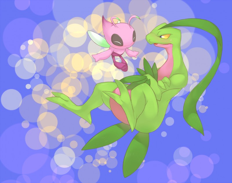 abstract_background alternate_color ambiguous_gender blush duo eyes_closed feral green_body green_skin insect_wings pink_body pink_skin simple_background size_difference wings yellow_sclera d.summer nintendo pokemon pokemon_mystery_dungeon spike_chunsoft grovyle_the_thief shiny_celebi_(eotds) celebi generation_2_pokemon generation_3_pokemon grovyle humanoid legendary_pokemon pokemon_(species) shiny_pokemon hi_res