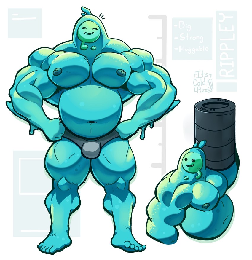 bulge carrying_another clothed clothing exercise feet holding_object male moobs nipples not_furry overweight overweight_male solo toes underwear underwear_only weightlifting weights workout its_coldpizza epic_games fortnite rippley_(fortnite) goo_creature humanoid absurd_res hi_res