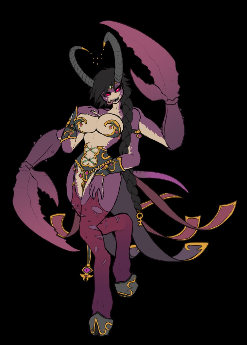 armor big_breasts bikini_armor bottomwear bra bracers breast_grab breasts chaos chela cleavage clothed clothing corset crab_claw crossgender female hair hand_on_breast hand_on_leg hand_on_thigh hooves horn jewelry legwear lingerie long_hair looking_at_viewer mtf_crossgender multi_arm multi_limb pincers ponytail red_eyes simple_background smile solo stockings tongue tongue_out topwear unconvincing_armor underwear xelsword total_war:_warhammer warhammer_(franchise) warhammer_fantasy n'kari chaos_daemon daemon_of_slaanesh demon demon_humanoid horned_humanoid humanoid keeper_of_secrets absurd_res alpha_channel digital_media_(artwork) hi_res