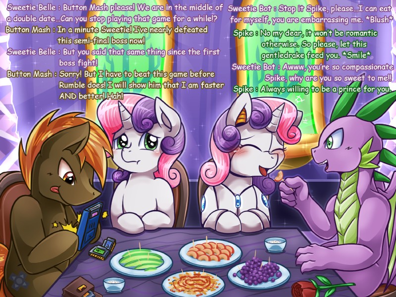 button mash, spike, sweetie belle, and sweetie bot (friendship is witchcraft and etc) created by vavacung