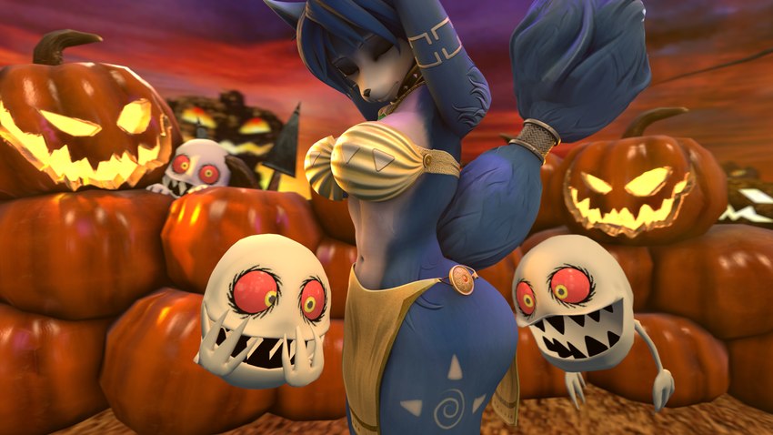 accessory anthro big_breasts big_butt blue_body blue_fur blue_hair bottomwear breasts butt clothing defeated excited female food fruit fur furgonomics group hair hanging_by_arms holidays jewelry loincloth multicolored_body multicolored_fur plant pumpkin pumpkin_patch questionable_consent restrained ring sleeping tail tail_accessory tail_jewelry tail_ring two_tone_body two_tone_fur white_body white_fur furchev warfaremachine_(modeler) halloween nintendo star_fox krystal_(star_fox) boom_boo_(sonic) canid canine fox ghost mammal spirit 16:9 3d_(artwork) 4k absurd_res digital_media_(artwork) hi_res huge_filesize source_filmmaker_(artwork) widescreen