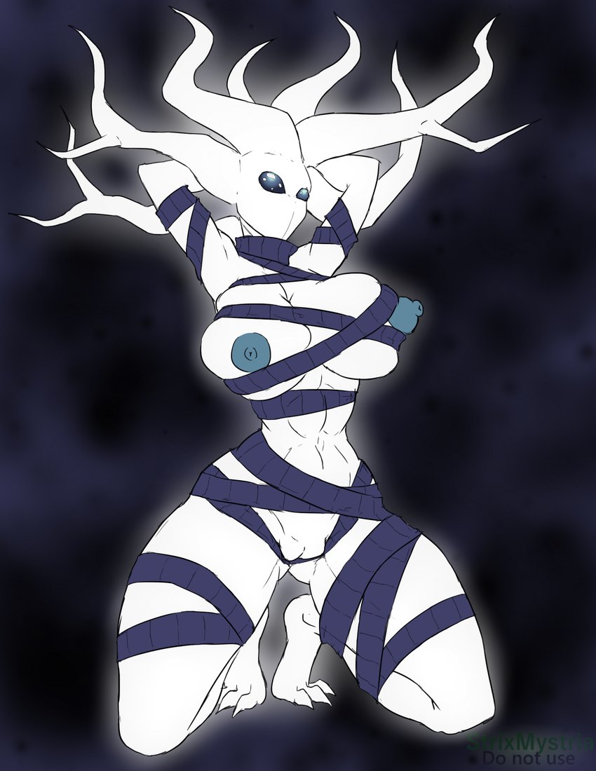 belly big_breasts black_text blue_nipples branch breasts clothed clothing feet female genitals glowing hands_behind_head kneeling mature_female nipples plant presenting pussy queen royalty simple_background skimpy solo text thick_thighs toes tree warp white_body strixmystria thelionfish hollow_knight team_cherry white_lady_(hollow_knight) elemental_creature flora_fauna treant 2023 digital_media_(artwork) hi_res