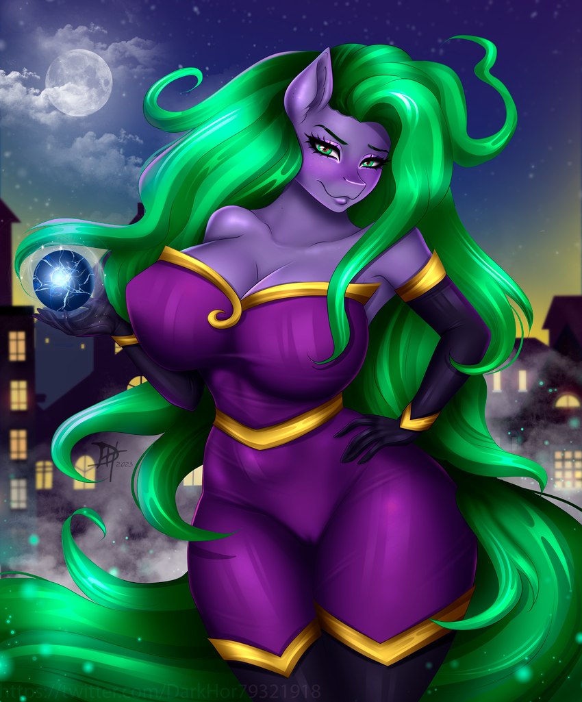 anthro camel_toe clothed clothing eyebrows eyelashes female full_moon green_eyes looking_at_viewer moon outside solo ashimaroo friendship_is_magic hasbro my_little_pony mane-iac_(mlp) equid equine mammal 2023 absurd_res digital_media_(artwork) hi_res