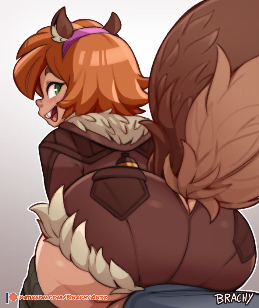 absolute_territory accessory big_butt big_tail brown_body brown_fur brown_tail buckteeth butt clothed clothed_female clothed_humanoid clothing eyebrows eyelashes fake_ears fake_ears_hairband female fluffy fluffy_tail fully_clothed fully_clothed_female fully_clothed_humanoid fur fur_lined_bottomwear fur_lined_clothing fur_lined_jacket fur_lined_shorts green_eyes hair hair_accessory hairband headband_ears jacket looking_at_viewer looking_back looking_back_at_viewer official_alternate_costume orange_hair outline patreon_logo patreon_username pink_body pink_skin simple_background smile solo superhero superhero_costume tail teeth thick_thighs topwear white_outline brachyzoid marvel marvel_rivals patreon squirrel_girl_(marvel) animal_humanoid humanoid mammal mammal_humanoid rodent rodent_humanoid sciurid sciurid_humanoid tree_squirrel_humanoid 2024 artist_name hi_res