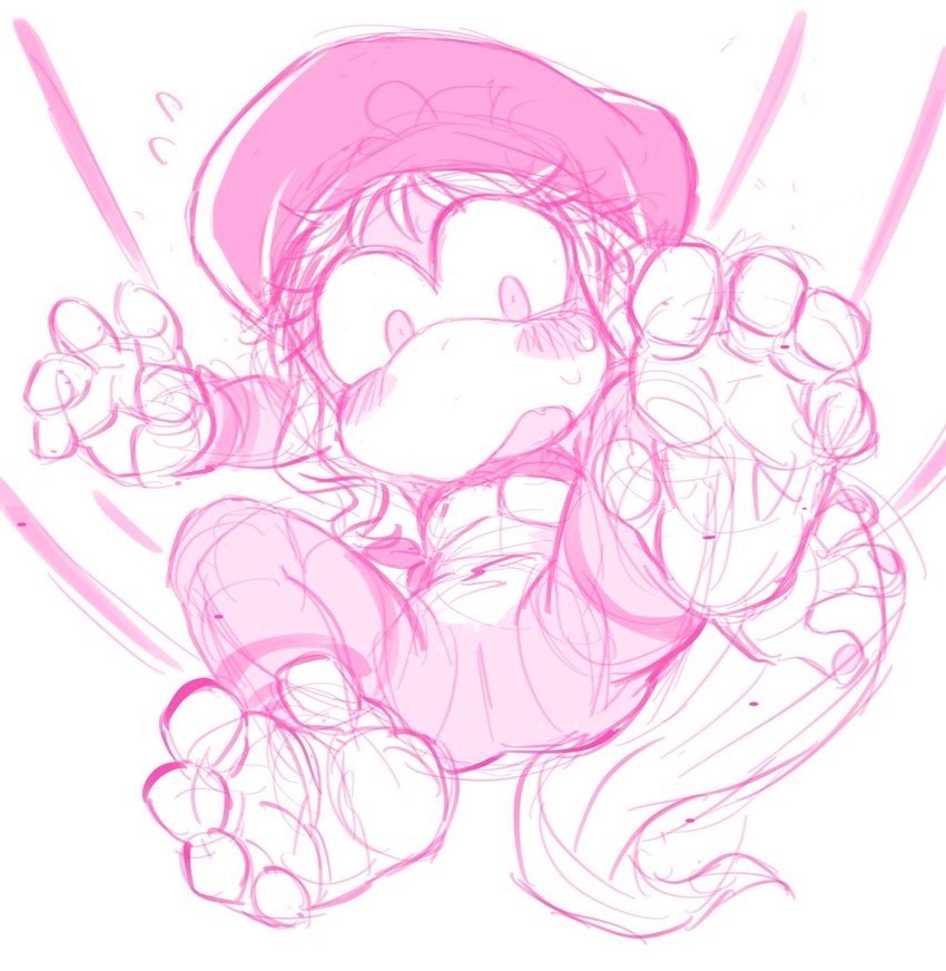 5_fingers 5_toes anthro barefoot blush bound breasts clothing feet female fingers hair hat headgear headwear long_hair open_mouth plant prehensile_feet soles solo toes vines oyatsu donkey_kong_(series) nintendo dixie_kong haplorhine mammal monkey primate hi_res sketch