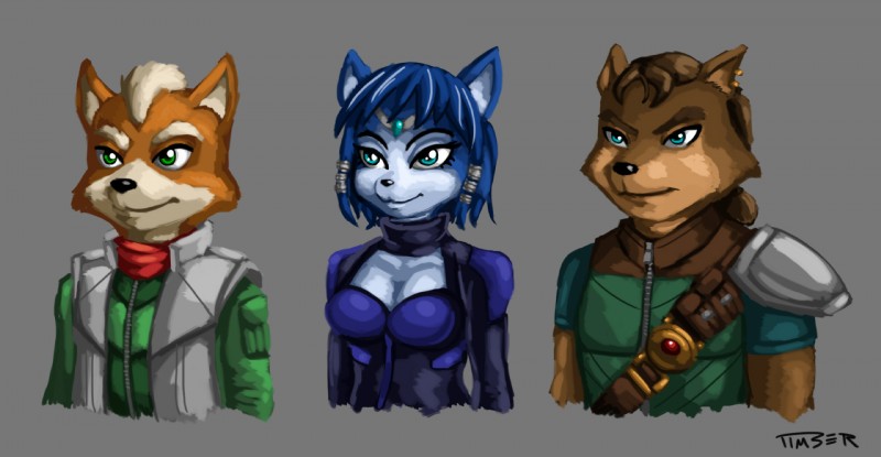 fox mccloud, krystal, and sabre (dinosaur planet and etc) created by pluckyninja