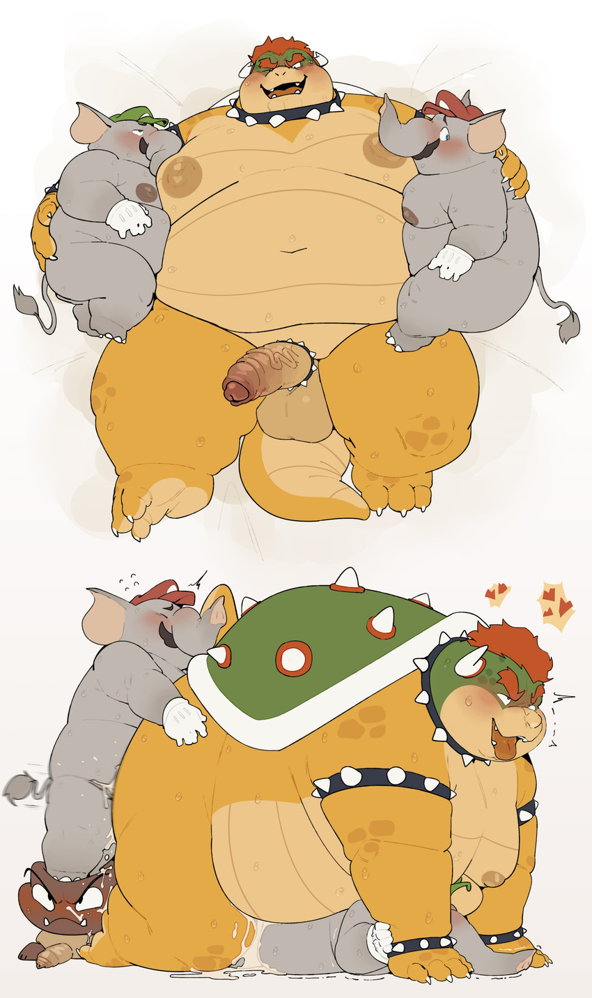 accessory anal anal_penetration anthro anthro_on_anthro anthro_penetrated anthro_penetrating anthro_penetrating_anthro areola balls balls_on_tail belly big_belly biped blush bodily_fluids brown_areola brown_body brown_nipples clothing cock_ring collar erection facial_hair foreskin genitals glans gradient_penis grey_body group group_sex happy hat hat_only headgear headgear_only headwear headwear_only height_assist horn humanoid_genitalia humanoid_penis jewelry kemono larger_male larger_penetrated looking_pleasured lucky_pierre male male/male male_penetrated male_penetrating male_penetrating_male moobs mostly_nude multicolored_body multicolored_scales mustache navel nipples non-mammal_balls non-mammal_nipples obese obese_anthro obese_male obscured_anal obscured_penetration orange_body orange_scales overweight overweight_anthro overweight_male penetration penile penile_penetration penis penis_accessory penis_in_ass penis_jewelry red_glans scales sex shell simple_background size_difference smaller_male smaller_penetrated smile spiked_cock_ring spiked_collar spikes standing_on_another sweat tail tan_body tan_scales threesome train_position two_panel_image two_tone_body two_tone_scales vein veiny_penis white_background quanjiang mario_bros nintendo bowser elephant_luigi elephant_mario luigi mario elephant elephantid goomba koopa mammal proboscidean scalie 2025 absurd_res hi_res brother_(lore) brothers_(lore) indirect_incest_(lore) sibling_(lore)