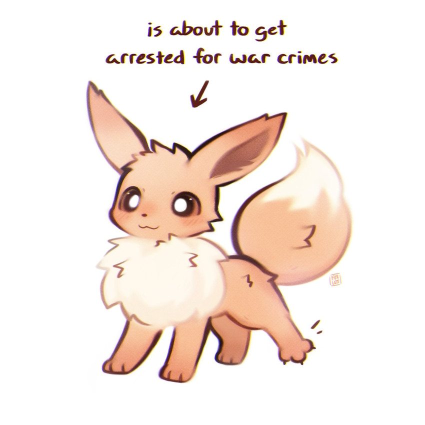 :3 ambiguous_gender blush blush_lines brown_body brown_eyes brown_fur claws feral fur paws simple_background solo tail text foxlett nintendo pokemon eevee generation_1_pokemon pokemon_(species) 1:1 2025 english_text hi_res signature