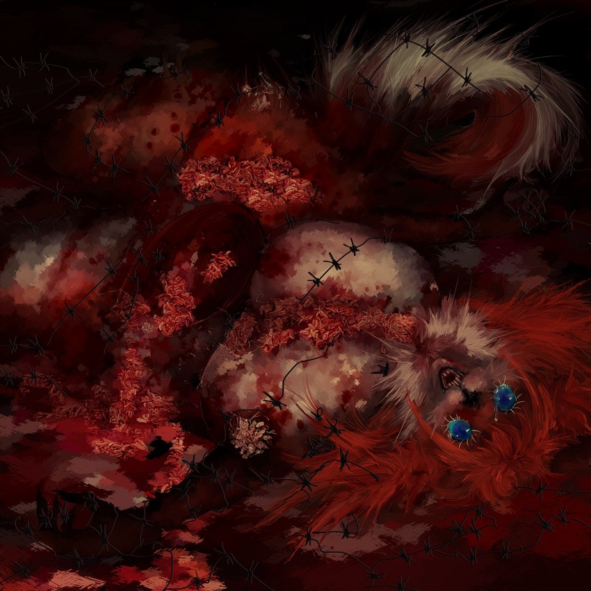 anthro beaten blood bodily_fluids breasts corpse dark death female food genitals gore guts helminth insane killing larva maniac meat messy organs overweight pain snuff solo wire 1riska schizo arthropod canid canine fox insect maggot mammal worm 1:1 absurd_res hi_res