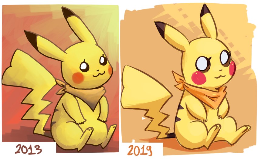 brown_eyes cheek_spots closed_smile female mouth_closed number pupils red_cheeks scarf shadow sitting smile solo tail white_pupils yellow_body yellow_tail flavia-elric nintendo pokemon flavia_(flavia-elric) generation_1_pokemon pikachu pokemon_(species) 2013 2019 digital_media_(artwork)