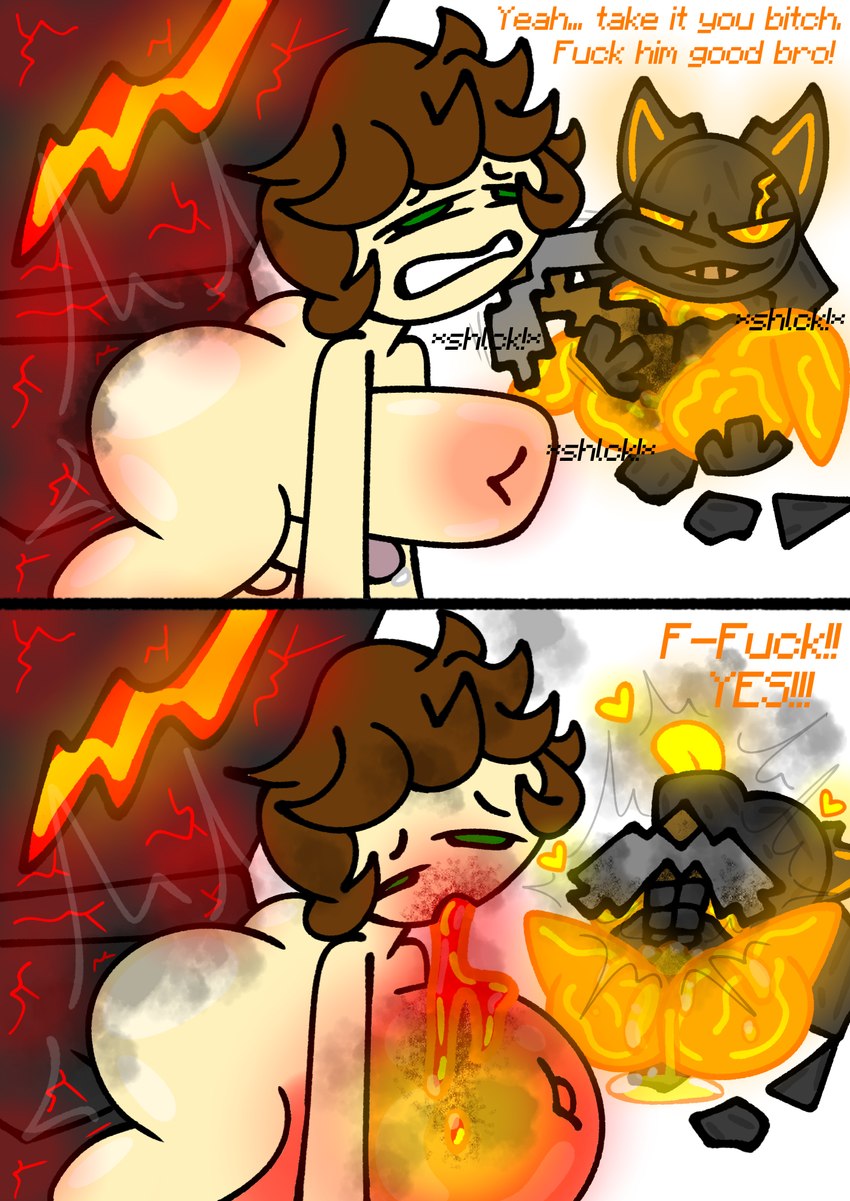 anthro blank_expression bodily_fluids burn burn_scar burning cum cum_inflation cum_inside female fire forced genital_fluids group human_on_anthro inflation interspecies lava lava_cum lava_inflation male male/male masturbation object_in_pussy object_penetration pickaxe pickaxe_(minecraft) profanity questionable_consent rape scar text trio unusual_bodily_fluids unusual_cum unusual_genital_fluids skeletonhearts nintendo pokemon irl_(skeletonhearts) rocki_(skeletonhearts) roxi_(skeletonhearts) elemental_creature fire_creature generation_4_pokemon human lava_creature mammal mineral_fauna pokemon_(species) riolu english_text hi_res brother_(lore) brother_and_sister_(lore) sibling_(lore) sister_(lore)