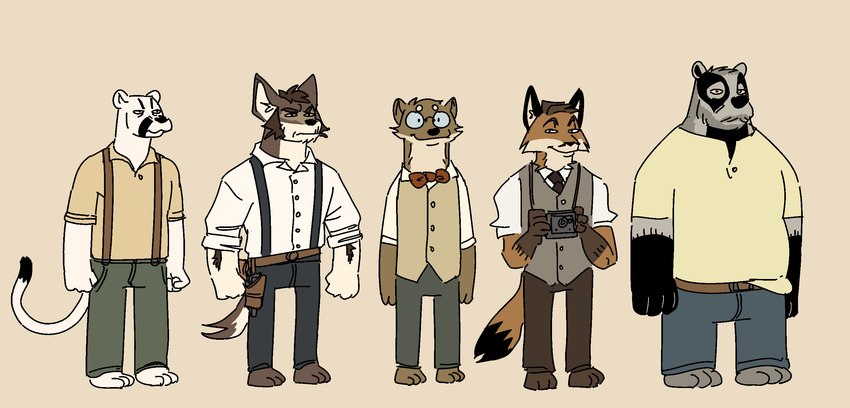 anthro group male male/male ganii echo_(series) echo_project the_smoke_room clifford_tibbits murdoch_byrnes nikolai_krol samuel_ayers william_adler badger canid canine canis cougar coyote felid feline fox mammal mustelid musteline otter hi_res