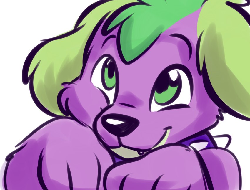 black_nose collar eyebrows feral fur green_ears green_eyes looking_at_viewer male paws purple_body purple_collar purple_fur simple_background smile solo spiked_collar spikes white_background fizzy-dog equestria_girls hasbro my_little_pony spike_(eg) canid canine canis domestic_dog mammal 2016 digital_media_(artwork) digital_painting_(artwork)