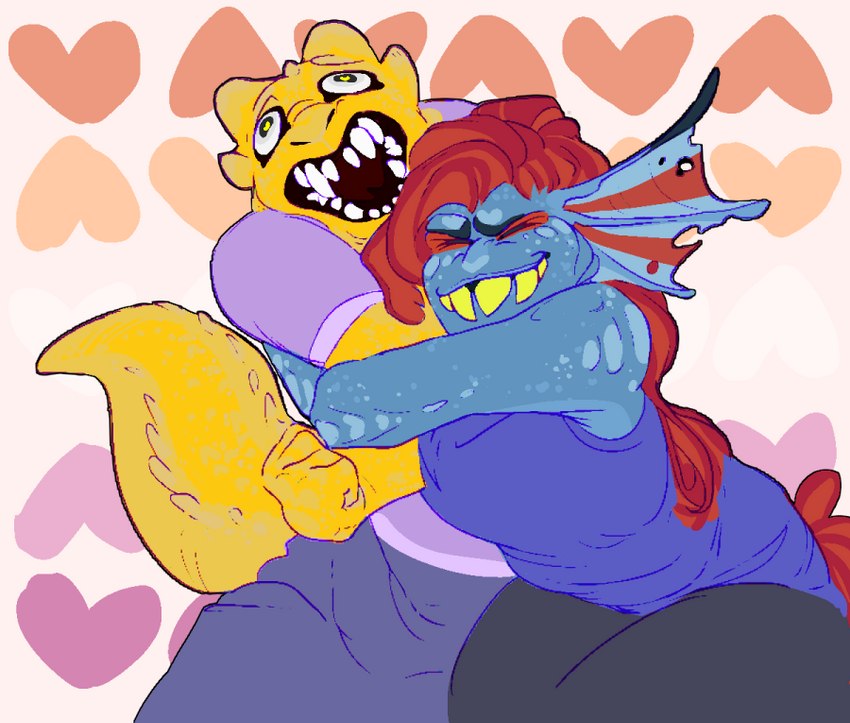 alphys and undyne (undertale (series) and etc) created by megalogrowmon