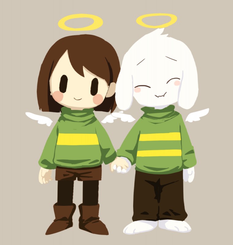 asriel dreemurr and chara (undertale (series) and etc) created by ikutasemi