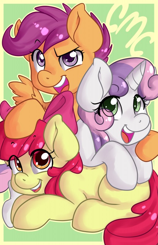 female feral group annakitsun3 pon3splash friendship_is_magic hasbro my_little_pony apple_bloom_(mlp) cutie_mark_crusaders_(mlp) scootaloo_(mlp) sweetie_belle_(mlp) equid equine horse mammal absurd_res hi_res