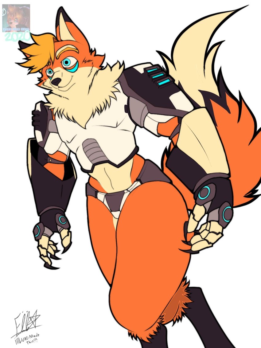 anthro claws cybernetics fur fur_markings hair long_hair machine macro male markings metal solo iaian_luxo_fox anithrot_paradox_(iaian_luxo_fox) fursuiter_guy_(iaian_luxo_fox) luxo_(iaian_luxo_fox) canid canine cyborg fox mammal 3:4 hi_res