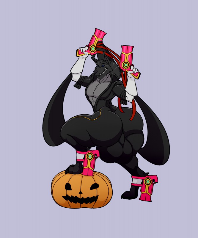 alliance anthro balls big_balls big_butt black_body black_fur bodysuit butt clothed clothing costume crossdressing fur genitals gun holding_gun holding_object holding_ranged_weapon holding_weapon holidays huge_balls hyper jack-o'-lantern looking_at_viewer male muscular muscular_anthro muscular_male ranged_weapon side_view skinsuit smile smirk solo step_pose tight_clothing weapon ber00 bayonetta blizzard_entertainment halloween platinumgames warcraft bayonetta_(character) dalrus_plaguefang_(character) canid mammal werecanid werecreature worgen 2018 5:6 absurd_res digital_media_(artwork) full-length_portrait hi_res portrait