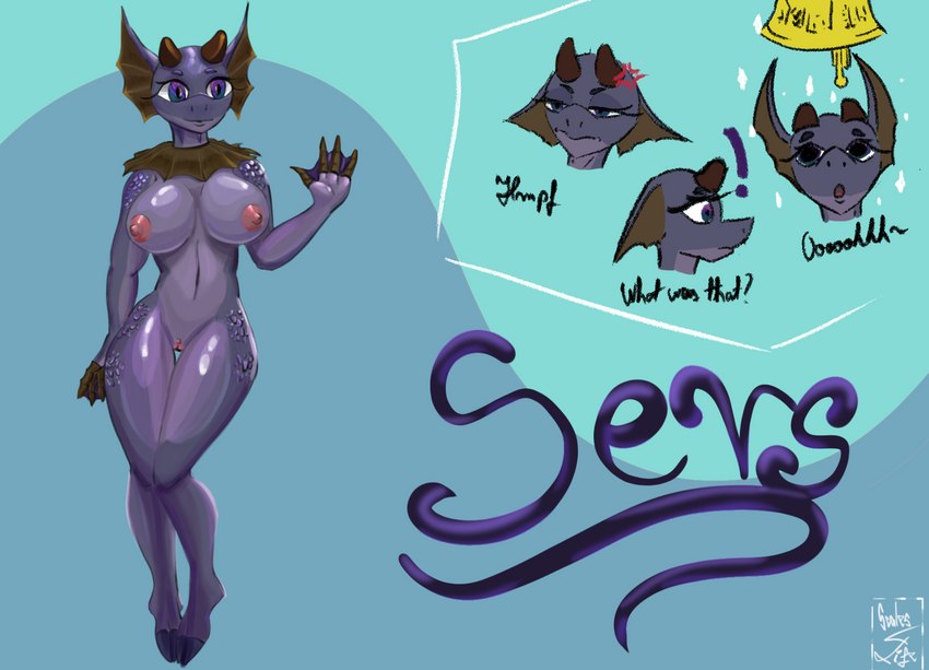 anthro female fin genitals gesture glowing glowing_eyes hooves horn nipples pussy solo waving waving_at_viewer scalesunchained don't_starve klei_entertainment fan_character sevs_(zanetiddy) fish humanoid marine merm scalie hi_res