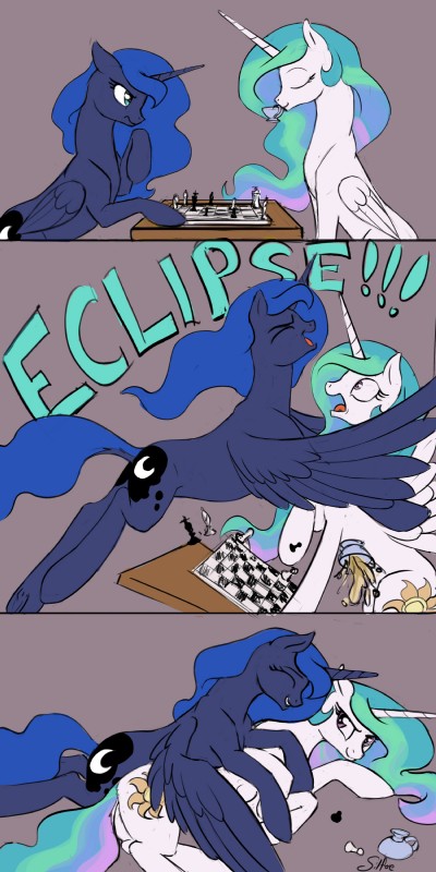 beverage checkerboard_(object) chess duo feathered_wings feathers female feral food horn hug smile tea wings silfoe friendship_is_magic hasbro my_little_pony mythology princess_celestia_(mlp) princess_luna_(mlp) equid equine mammal mythological_creature mythological_equine winged_unicorn 1:2 2015 absurd_res hi_res sibling_(lore) sister_(lore) sisters_(lore)