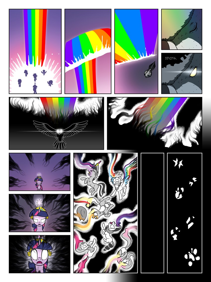 bright_light cutie_mark darkness destroyed dialogue draining_color draining_magic female feral group horn magic male outside white_light wide_eyed wings arofatamahn friendship_is_magic hasbro my_little_pony mythology applejack_(mlp) fluttershy_(mlp) gralo mane_six_(mlp) pinkie_pie_(mlp) rainbow_dash_(mlp) rarity_(mlp) twilight_sparkle_(mlp) avian bird earth_pony equid equine horse mammal mythological_creature mythological_equine parrot pegasus pony unicorn 3:4 hi_res unavailable_at_source