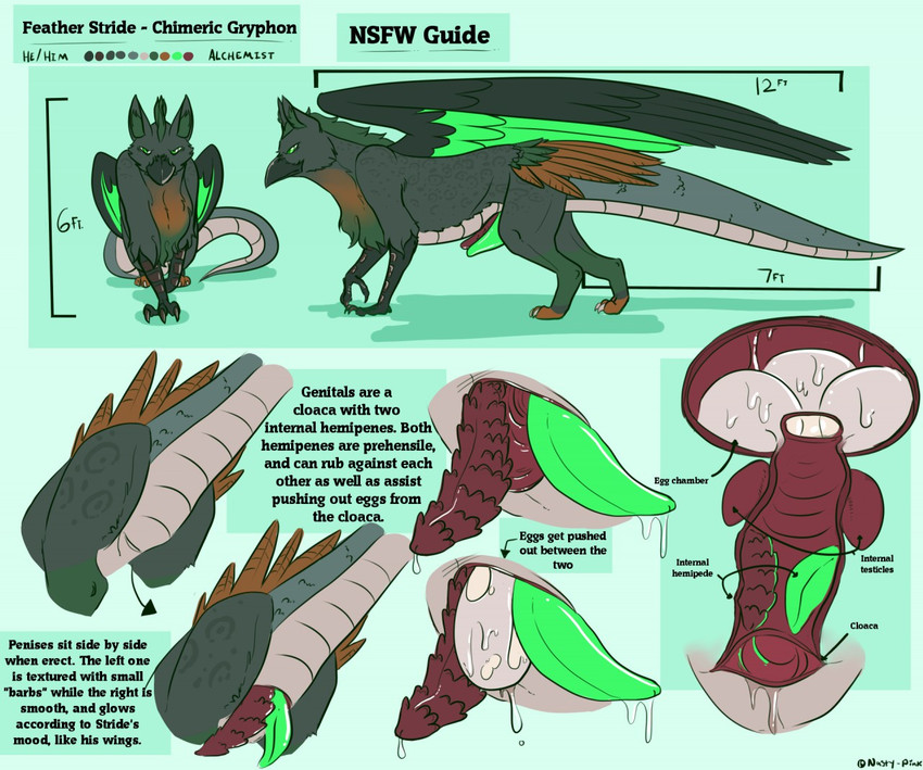 4_toes animal_genitalia beak bodily_fluids claws cloaca cloacal_penis egg erection feathered_wings feathers feet feral fur genital_fluids genitals glowing glowing_genitalia glowing_penis glowing_wings green_body green_fur green_penis green_wings herm horizontal_cloaca inner_ear_fluff intersex looking_down lying mismatched_genitalia multi_genitalia multi_penis multicolored_body multicolored_fur on_back open_beak open_mouth oviposition penile_spines penis pink_tongue precum pupils quadruped simple_background solo spread_legs spread_wings spreading tail tail_feathers tapering_penis teal_body teal_feathers text toes tongue tuft unusual_anatomy unusual_genitalia unusual_penis varied_multi_genitalia varied_multi_penis wings nasty-pink mythology feather_stride_(character) avian gryphon mythological_avian mythological_creature english_text