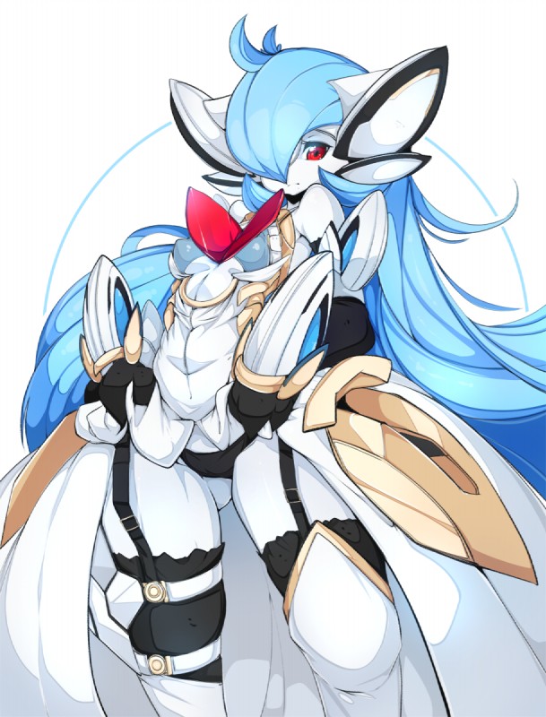 alternate_color clothing female legwear red_eyes solo stockings slugbox nintendo pokemon xenosaga kos-mos generation_6_pokemon humanoid mammal mega_evolution mega_gardevoir pokemon_(species) shiny_pokemon hi_res